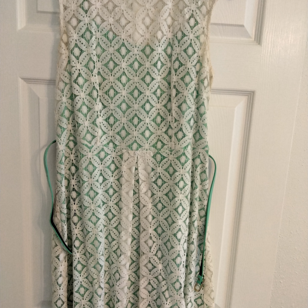 White and Green Lace Dress